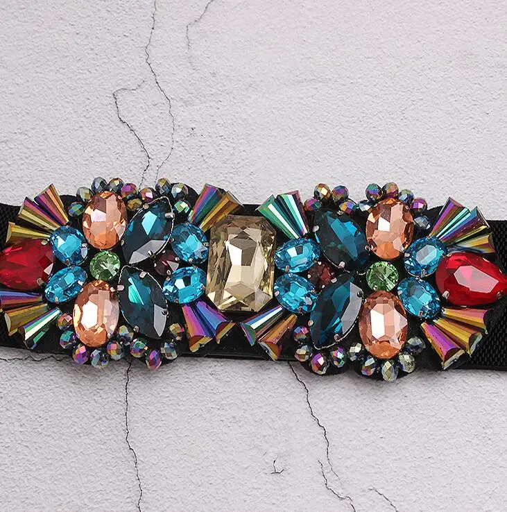 Женские Подиумные модные blingbling Стразы с бисером широкие пояса женское платье Корсеты Пояс Ремни украшения широкий пояс R2428