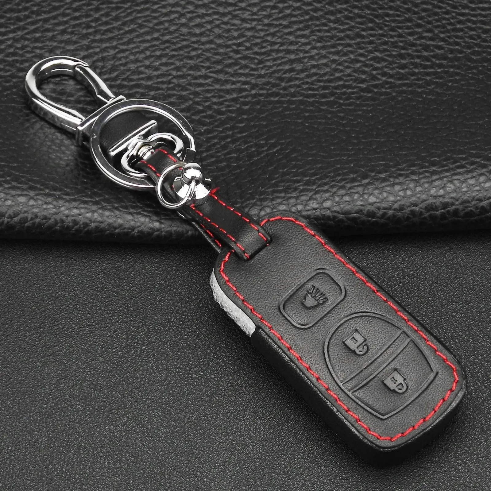 

jingyuqin 10pcs 3BTN Leather Remote Car Key Case For Nissan Armada Frontier Murano Pathfinder Quest Titan Xterra 2005 2006 2007