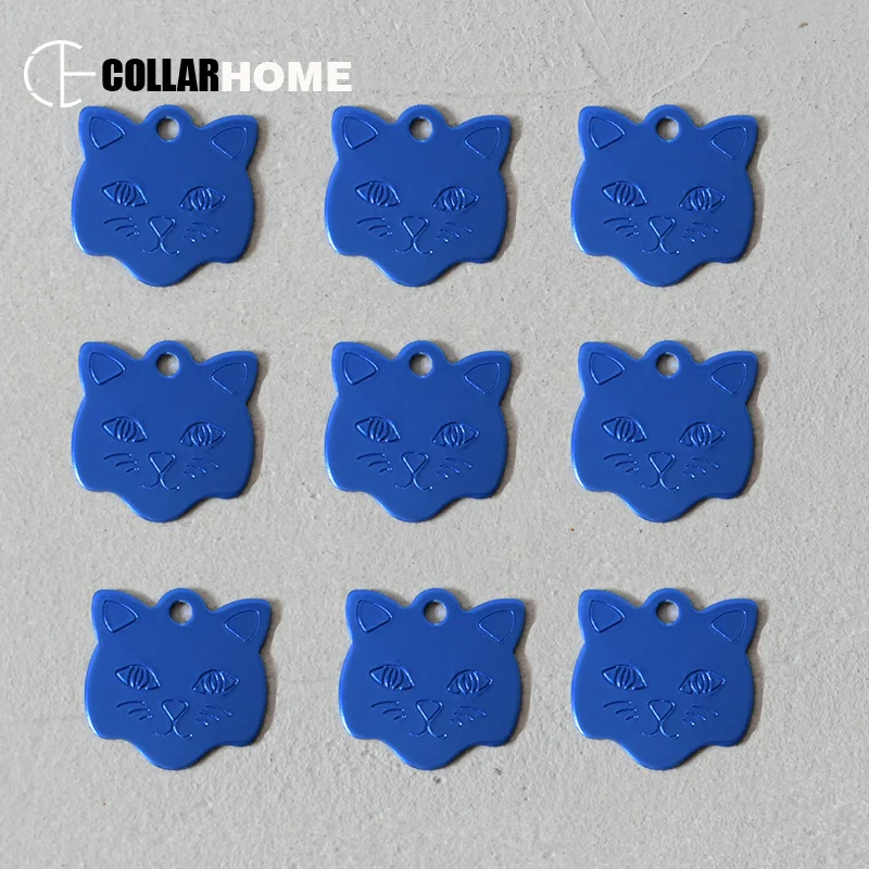 

20pcs Wholesale cute cat's face ID tags blank nameplate badge puppy pendant identity card dog pet collar decoration accessories