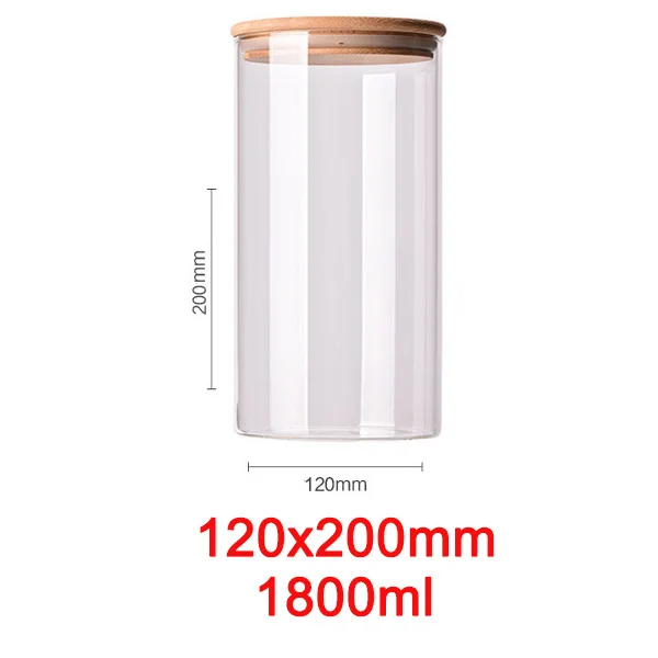 120x200mm Стеклянная бутылка для хранения пищевых продуктов канистра для кухонных контейнеров банка с крышкой коробки специй Чай вакуумные крышки сахара миска-контейнер - Цвет: 120x200mm