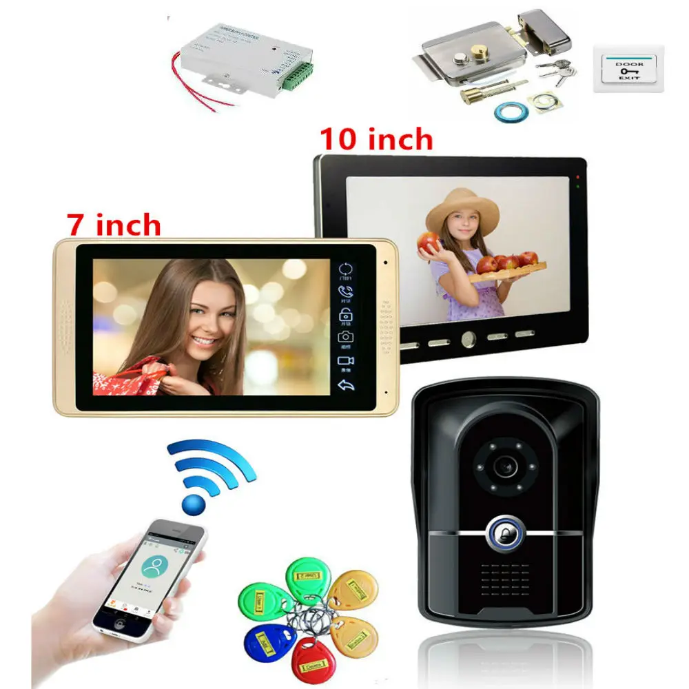 " 2 monitoren видеодомофон Deurbel домофон Bedrade/Draadloze Wifi Systeem met IR-CUT HD 1000TVL Bedrade камера ночного видения