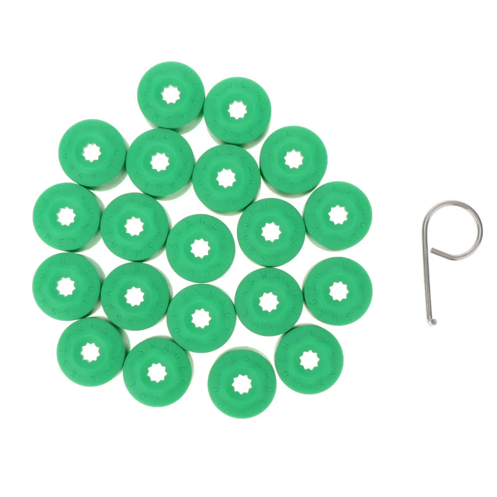 Prime Green Wheel Lug Cap Covers for VW Part - Set of 20 + Removal Tool