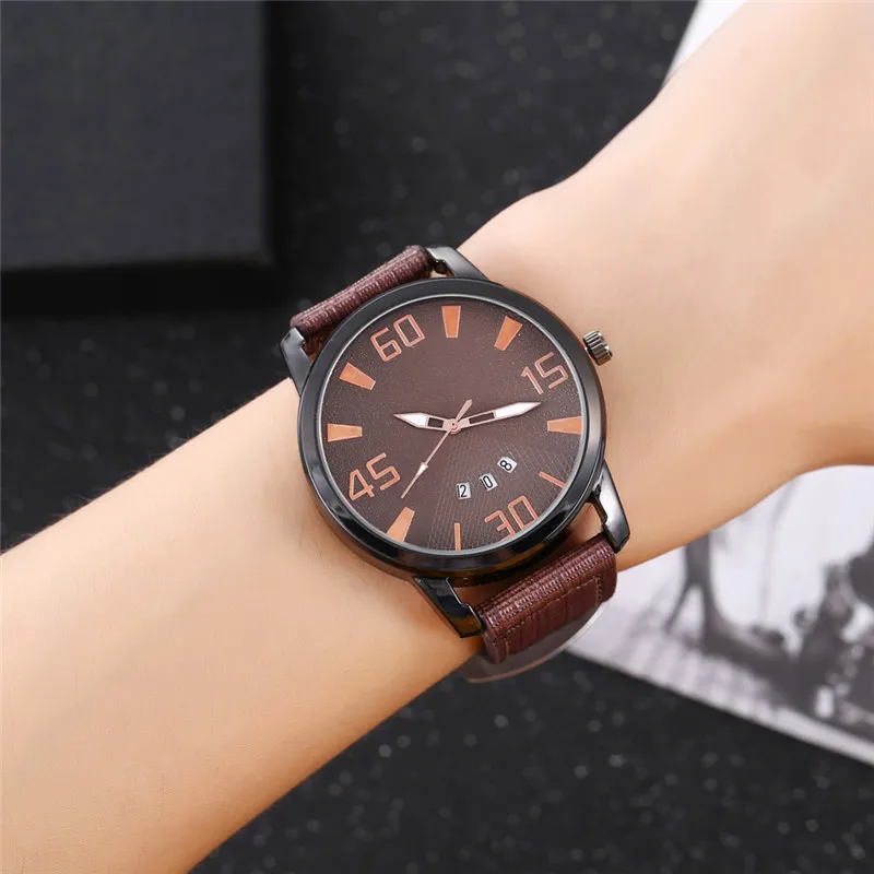 Pu Leather Watch Luxury Men Luminous Watches Analog Military Sports Watch Quartz Male Wristwatches Hour 100pcs/lot