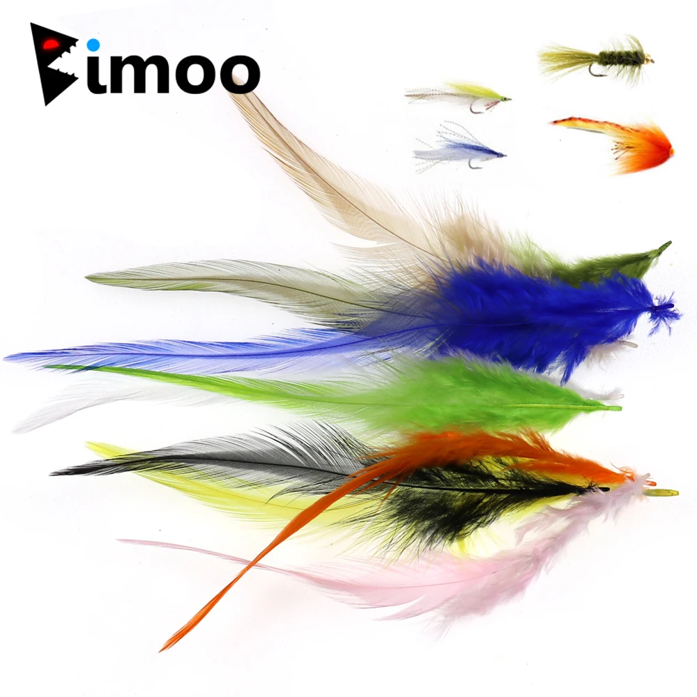 Bimoo 50 шт. 10 цветов подвязочное седло для мушек перо большие соленые трубы мух