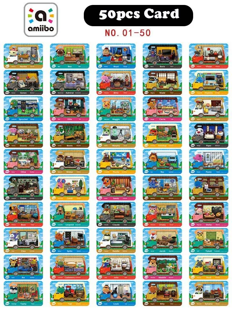 Animal Crossing Card 50PCS RV Cards Collection Animal Work for NS Switch Game New Welcome Amiibo Car Card NFC Card
Animal Crossing Card 50PCS RV Cards Collection Animal Work for NS Switch Game New Welcome Amiibo Car Card NFC Card