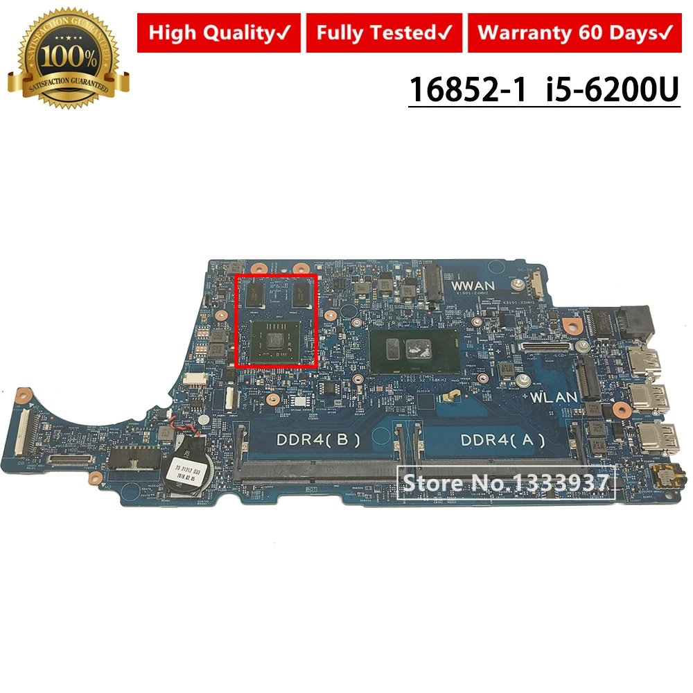 16852-1 D5FVH для DELL Latitude 3480 3580 L3480 L3580 Материнская плата ноутбука CN-0Y7XT9 0Y7XT9 Y7XT9 i5-6200U SR2EY материнская плата
