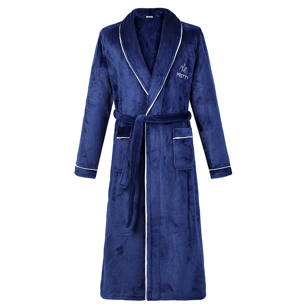 

Nightgown Warm Flannel Male Nightwear Autumn Winter Thicken Robe Men Kimono Bathrobe Gown Intimate Lingerie Plus Size Homewear
