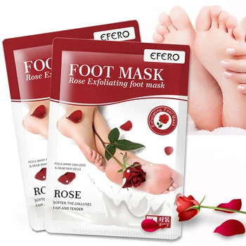 

2Pair Rose Exfoliating Foot Mask for Legs Heels Remove Dead Skin Socks for Pedicure Socks Foot Peeling Mask Detoxing Feet Mask