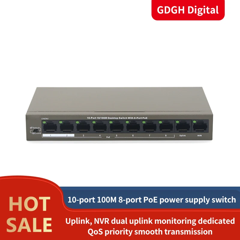 GLVISION GLTEF1110P 8 63W сетевой коммутатор Ethernet с 9 портами 250 м стабильный источник