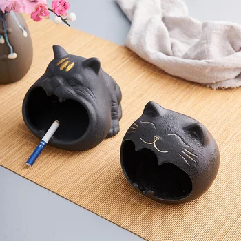 

Creative ceramics Cat Smoke Cigarette Ash Tray Crafts Decoration Ashtray For Home Outdoor Office Car Boyfriend Gift Home Decor