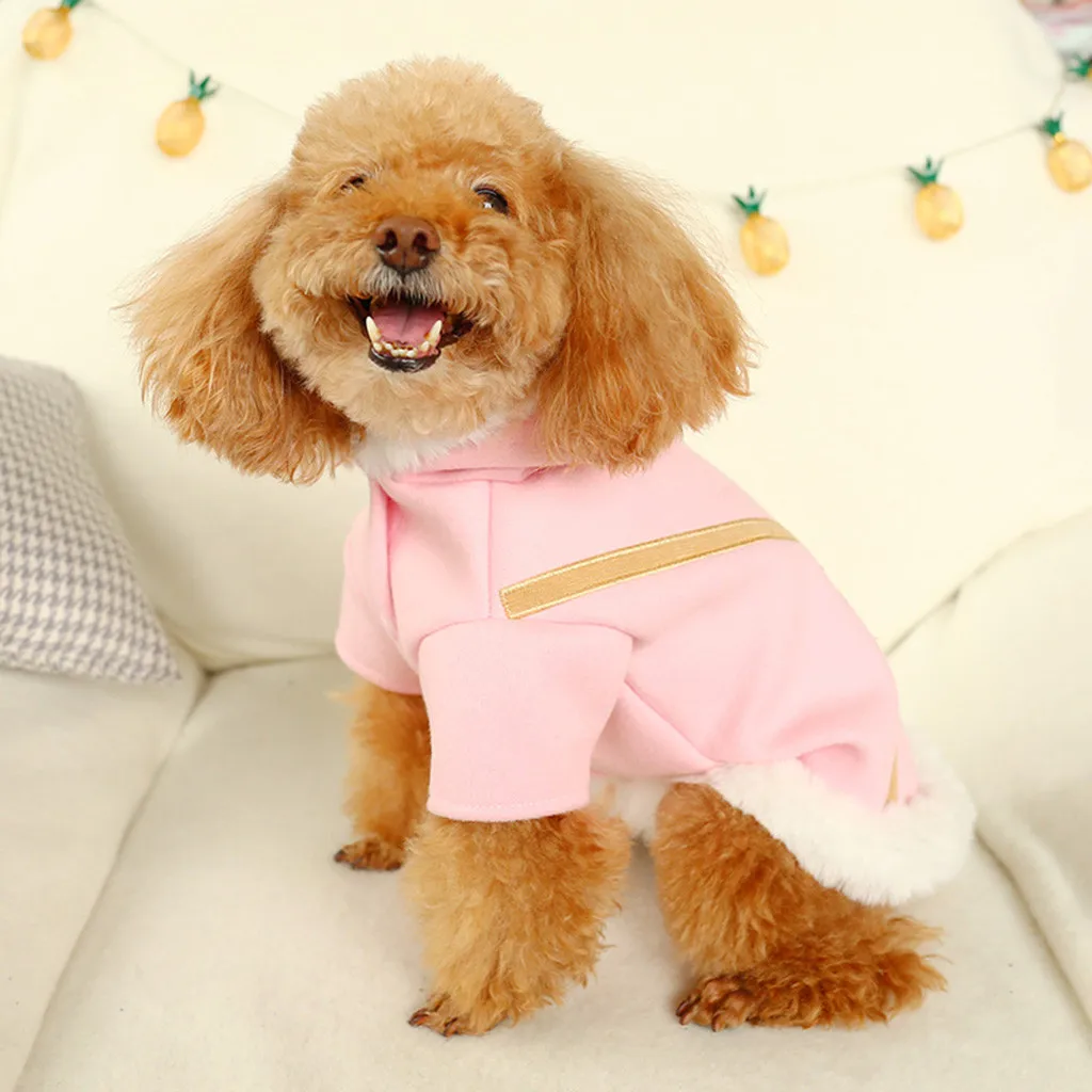 Одежда для собак Новое милое розовое платье с капюшоном осенне-зимнее удобное пальто для собак с котом ubranka dla psa Прямая поставка#91140