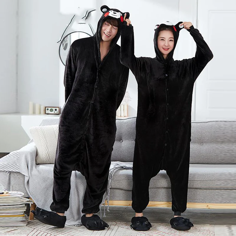 

Unicorn Pajamas Adult Stitch Bear Animal Onesie 2019 Winter Sleepwear Men Women Couple Flannel Nightwear Home Clothes