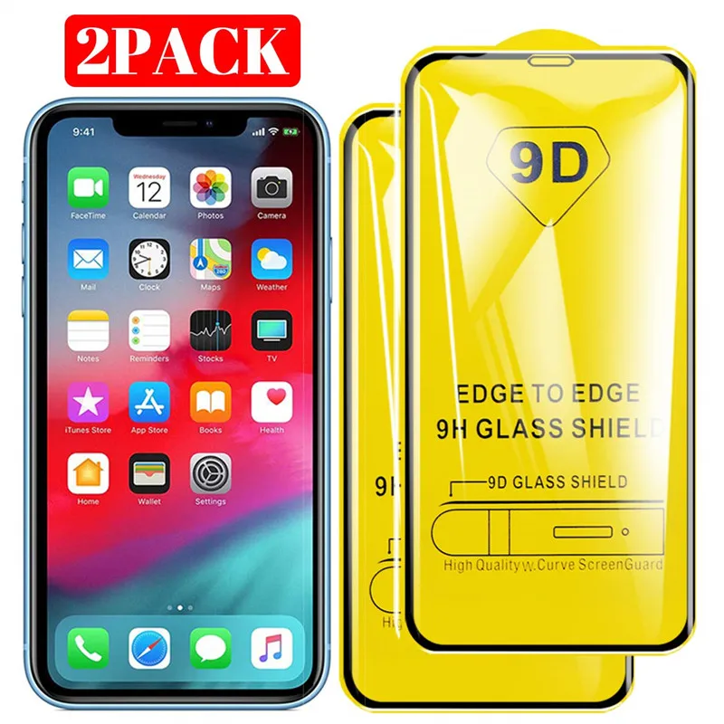 

2PCS 9D Screen Protector for iPhone 11 Pro MAX XR Protective Glass on iPhone 11 Pro XR X XS MAX 7 8 6 6S Plus 5 Tempered Glass