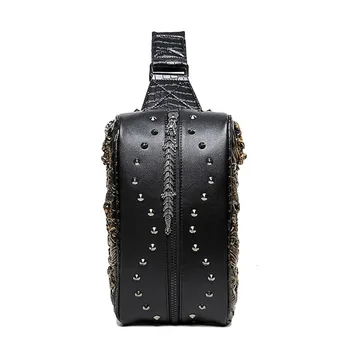 

Pu Messenger Breast Package Men's Three-Dimensional Leading Relief Ethnic Fashion Running Bag Multifunctional Tide Cool Shoulder