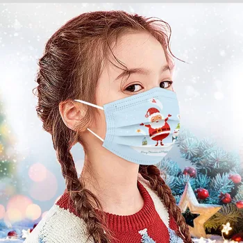 

Christmas Printing Mask Disposable Children Cartoon 3 Layers Ply Filter Protective Mouth Face Mask Elastic Breathable Mouth Mask