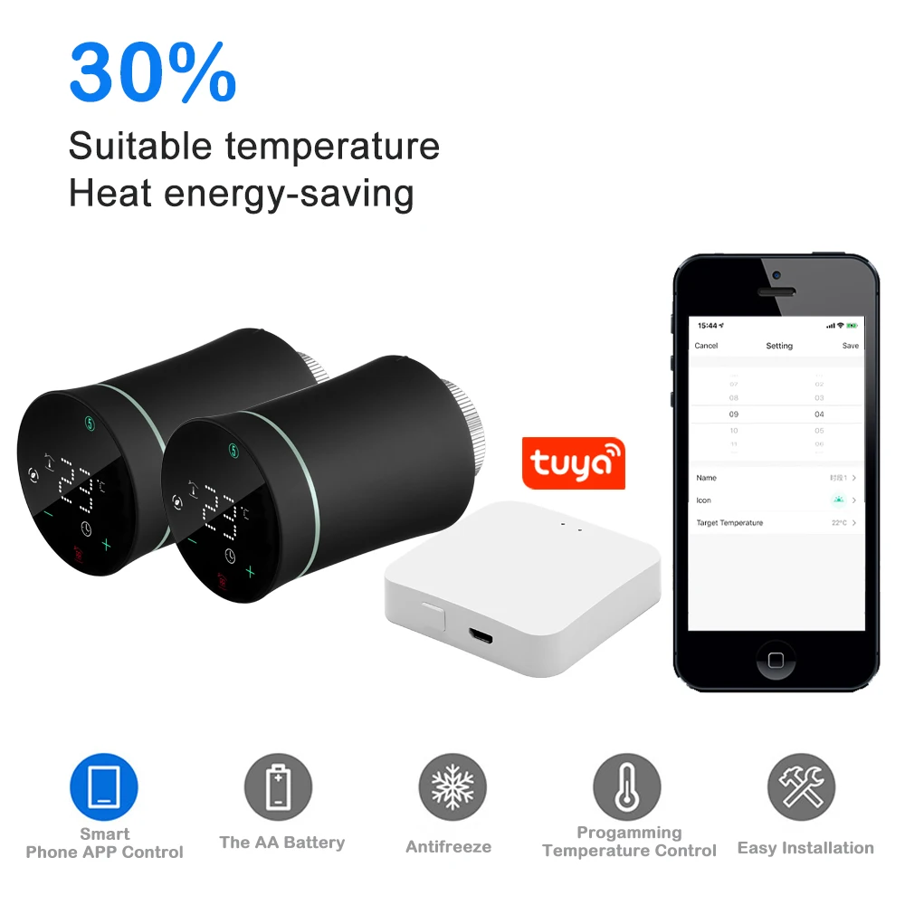 Tuya Smart ZigBee Radiator Actuator TRV Programmable Thermostatic Radiator Valve