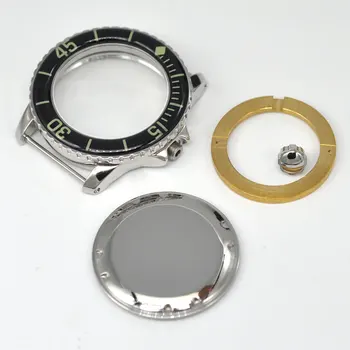 

mens watch case 45MM Green or black Circle 316L SS fit NH35 ETA2836 Miyota 821A、8215、8205 seagull st Mechanical wristwatches