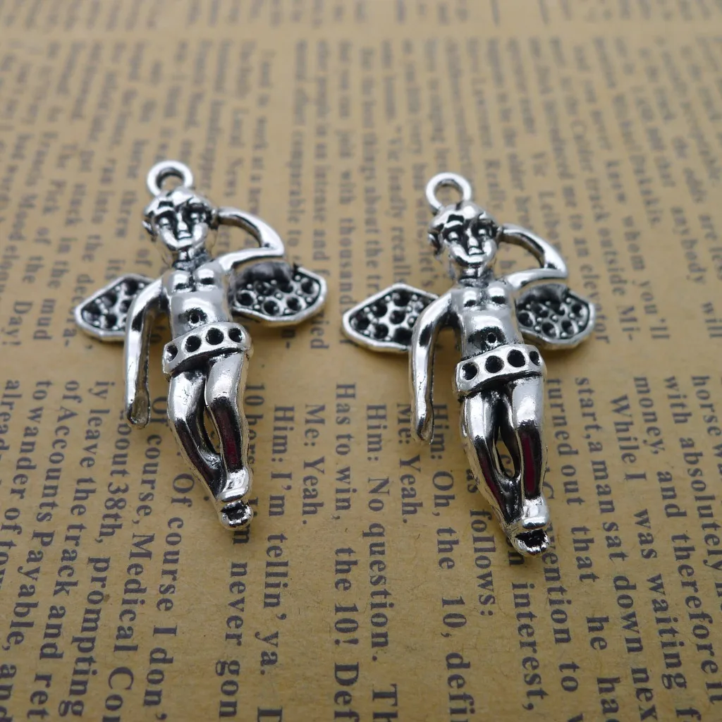 

4pcs/Lot 25x37mm Antique Silver Color 3D Boy Angel Charms Pendant For Jewelry Making DIY Jewelry Findings