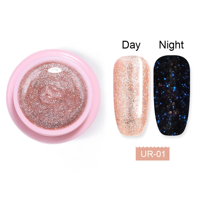 5ml UR01 Ur Sugar, 7,5 мл, светящийся Гель-лак, розовое золото, мерцающий Блестящий Гель-лак, полуперманентный, замачиваемый, УФ светодиодный Гель-лак для ногтей, сделай сам - Цвет: 5ml UR01