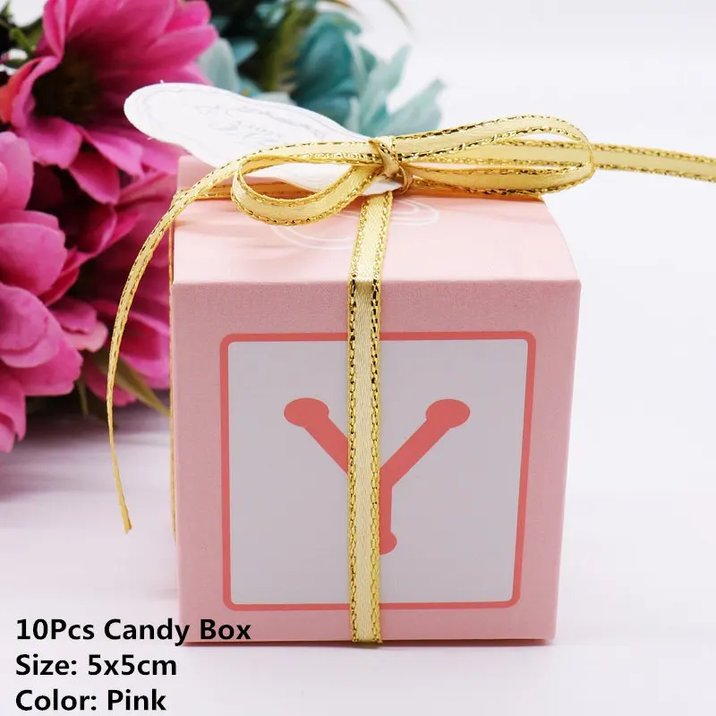 10PCS Candy boxes Одноразовый пластиковый стол, юбка, синий, розовый, покрытие стола, бумажный стаканчик, тарелка, соломинка, для дня рождения, вечеринки, свадьбы, фестиваля, украшение - Цвет: 10PCS Candy boxes