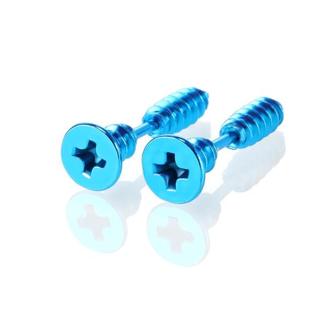 Screw Punk Earrings Men Stainless Steel Unisex Punk Stud Earring Rock Gothic Fake Ear Plug Cheater Piercing Helix Jewelry
