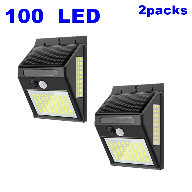 100LED TONGDAYTECH 100 светодиодный светильник на солнечной батарее с датчиком движения, водонепроницаемая лампа на солнечной батарее, аварийный светильник для сада, передней двери, гаражного забора - Испускаемый цвет: 100LED