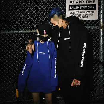 

Hoodies Autumn And Winter Loose-Fit Bf Harajuku-Style Printed Letter Hoodie Women'S Mid-Length Oversize Coat -40