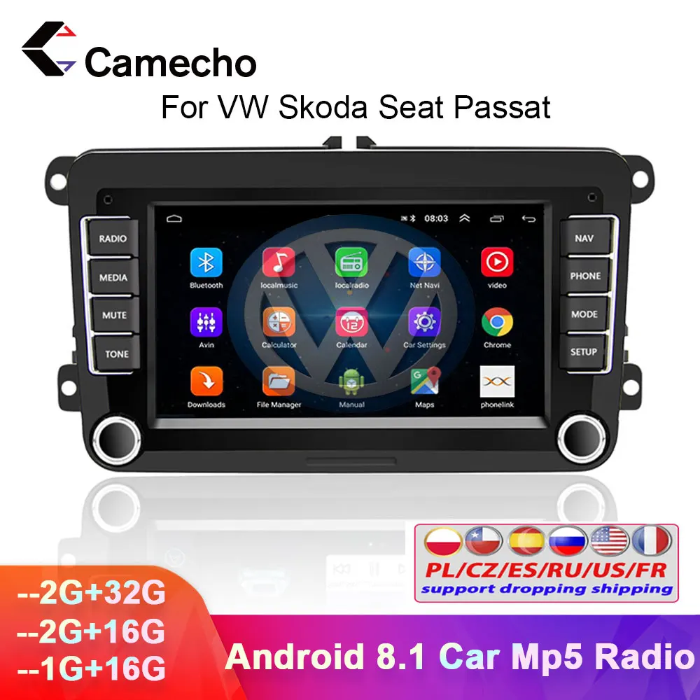 Автомагнитола Camecho 2Din Android 8 1 автомобильный мультимедийный MP5 плеер с GPS Bluetooth
