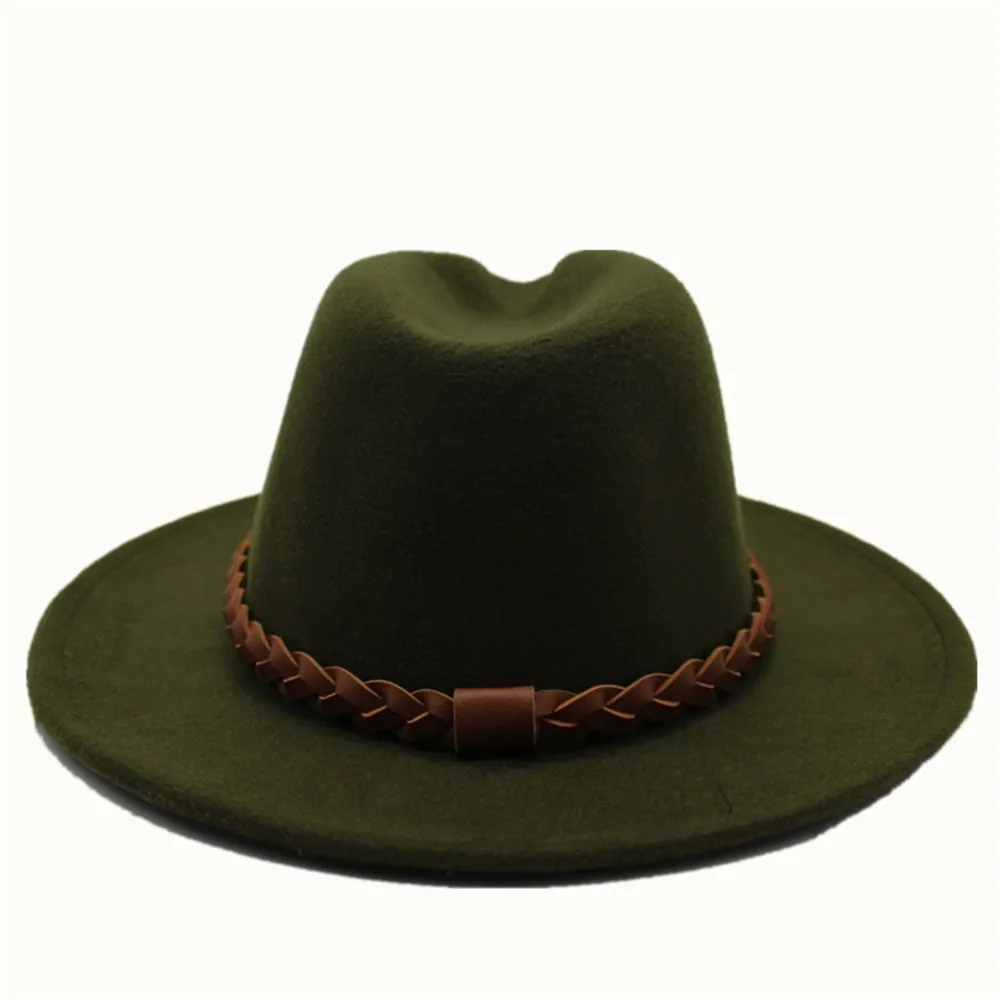 Men Women Authentic Fedora Hat With Belt Panama Hat Wool Trilby Hat Casual Wild Hat Size 56-58CM