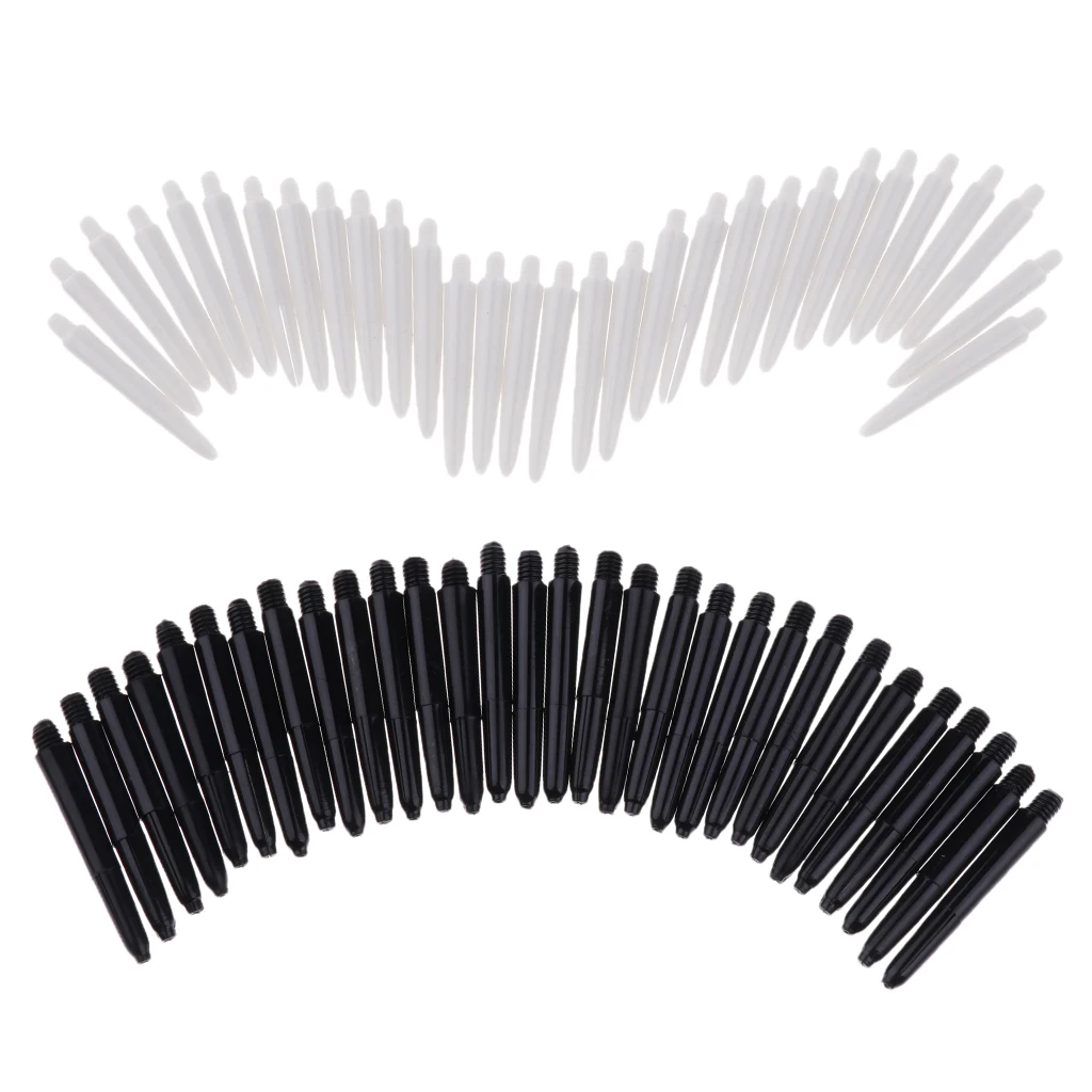 60 Pieces 35mm 2BA Thread Plastic Dart Stems Shafts Soft Tip Darts White & Black
