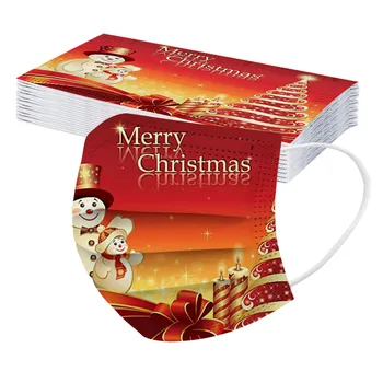 

20pcs Christmas Face Mask Disposable Santa 3ply Earloops Adult Facemask Mascarillas Navidad Tapabocas Mascherine Masque Маска