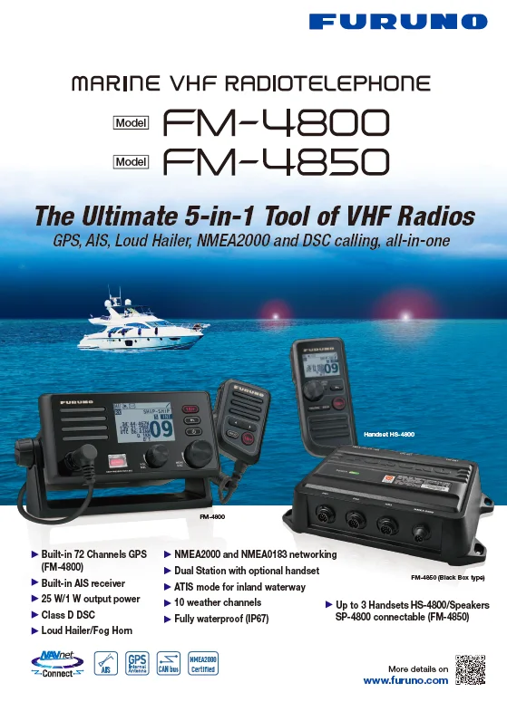 Furuno Ship Boat Vhf Radio Telephone Class D Dsc Fm4800 5 In 1 Tool