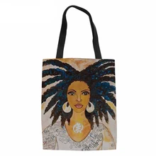 Cusotm Сумка-тоут с принтом для женщин, черная художественная африканская сумка для девочек, сумки для покупок с принтом, Женская холщовая сумка-шоппер, женские сумки для продуктов