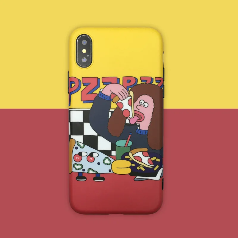 Retro Cartoon Pizza girl funny letters cute Phone case for iPhone 11 Pro MAX X XR silicone cover 7 8 6 Plus Case | Мобильные