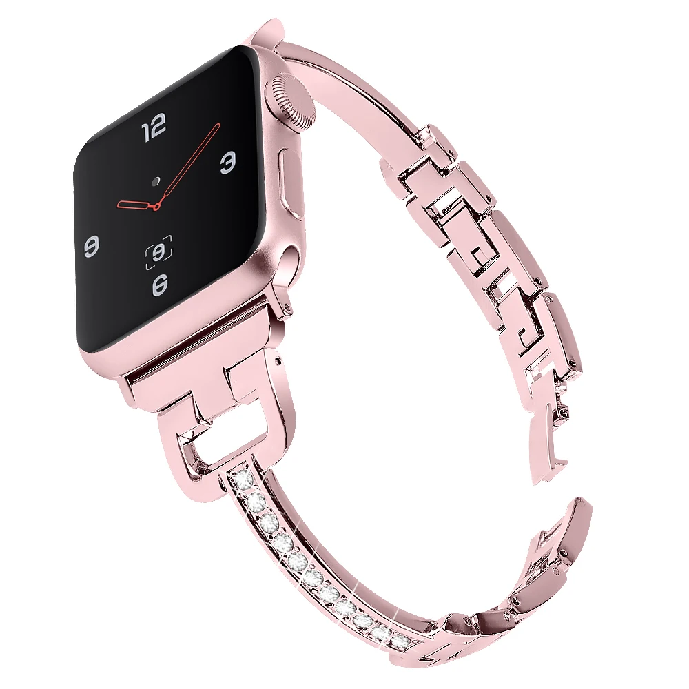 Oulucci ремешок из нержавеющей стали для apple watch 38 мм/40 мм/42 мм/44 мм для женщин сменный ремешок для apple watch 5/4/3/2/1 - Цвет ремешка: Rose pink