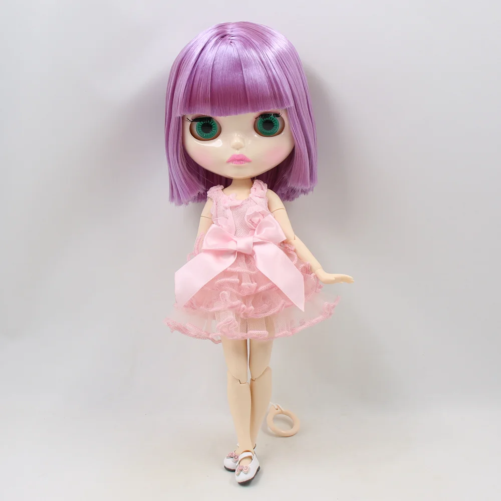 Кукла Blyth ICY DBS 30 см белая кожа крутые фиолетовые короткие волосы с/без челки 1/6