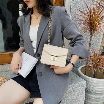 

Stone Pattern PU Leather Crossbody Bags For Women 2020 Summer Solid Color Chain Mini Shoulder Handbags and Purses Cross Body Bag
