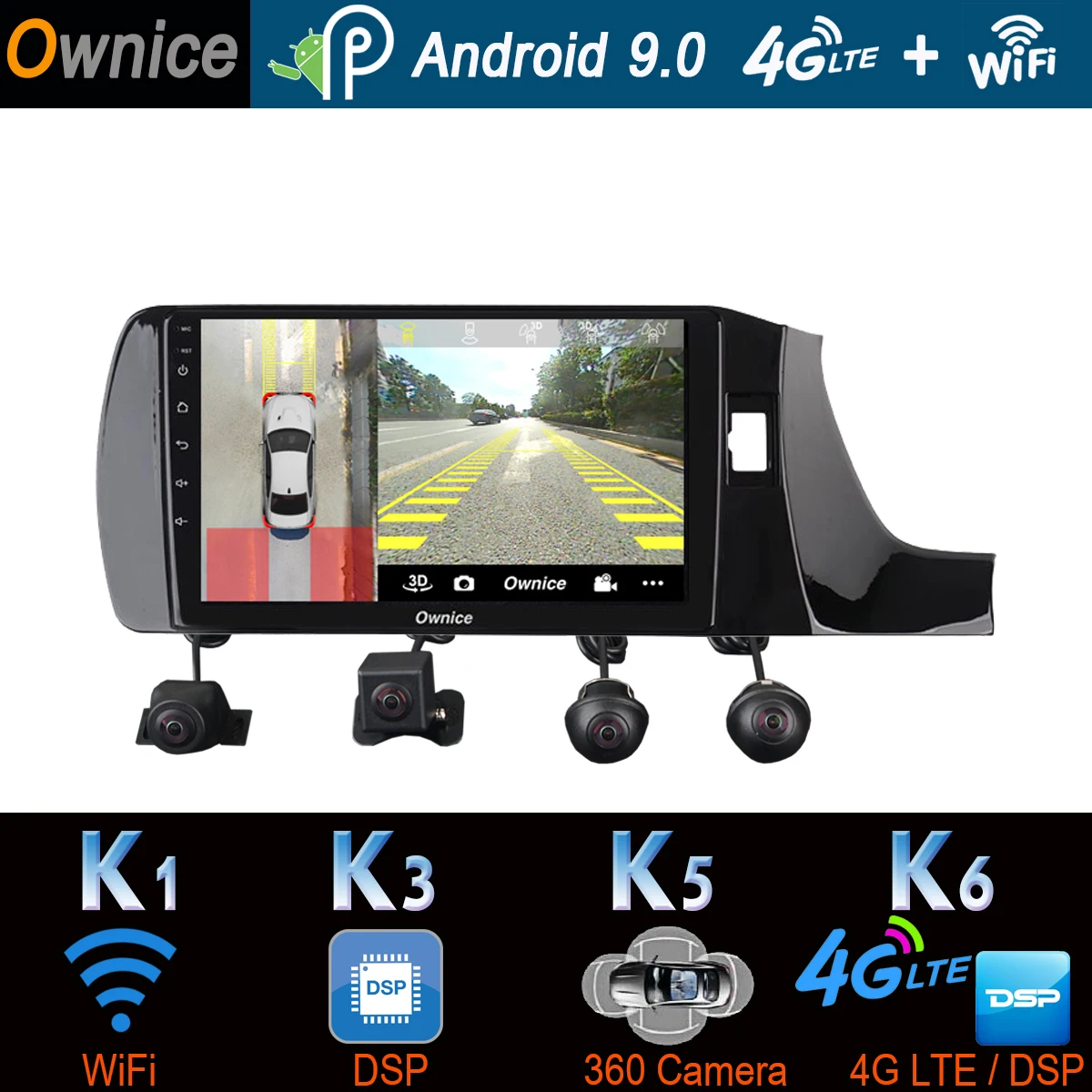 360 камера Android 9 0 8 ядер 4G + 64G GPS навигация радио авто CarPlay SPDIF DSP Автомобильный