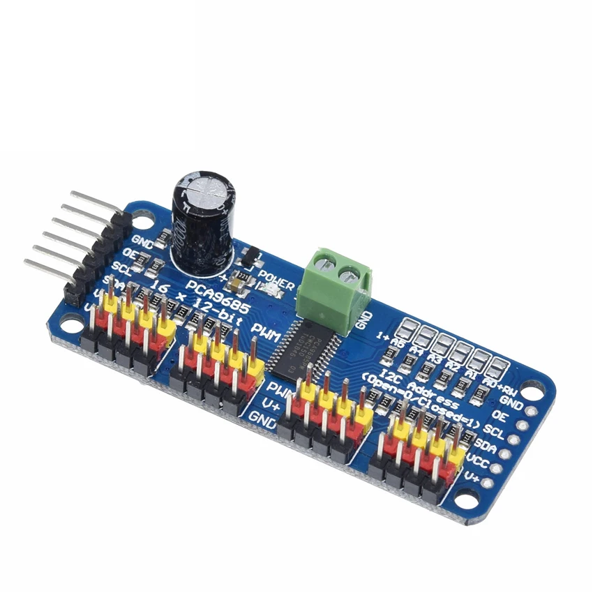 1 шт. 16-канальный 12-битная ШИМ/сервопривод-I2C интерфейс-PCA9685 для Raspberry Pi DIY Servo Щит Модуль