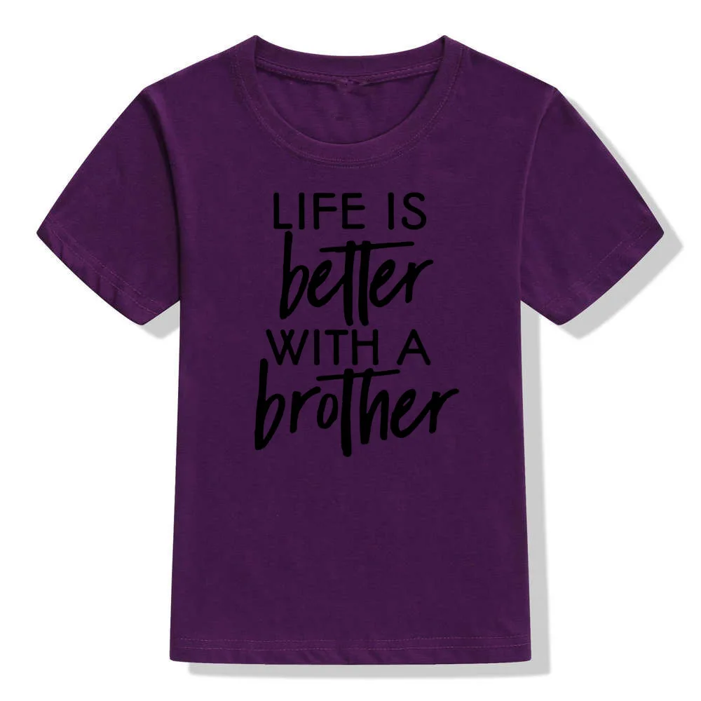 51P8-KSTPP- Семейная футболка с принтом «Life Is Better»/«swetter with A Brother»/«Sibling» для детей забавная футболка для маленьких мальчиков и девочек - Цвет: 51P8-KSTPP-