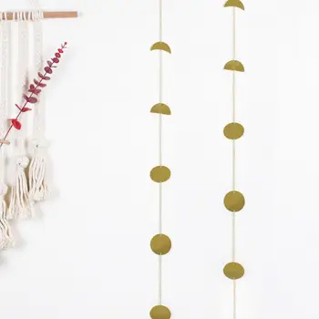 

OOTDTY Moon Phase Garland Chains Celestial Boho Shining Wall Hanging Decor for Home Office Nursery Room