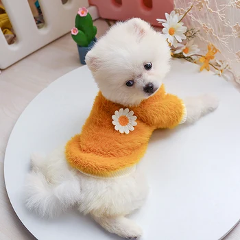 

Cartoon Puppy Dog Sweater Winter Warm Clothing for Small Dogs Flowers Costume Chihuahua Coat Fleece Coat Cloths