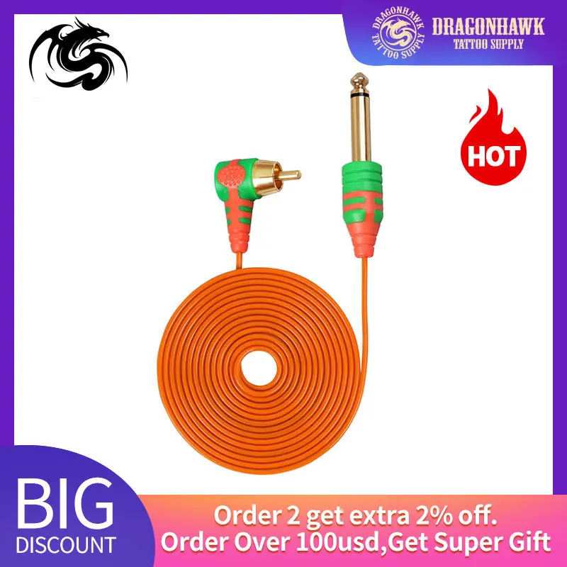 Tanie Silikonowy przewód do tatuażu RCA 2m przewód zaciskowy gumy do pióro tatuażowe drutu maszyny zasilacz do tatuażu