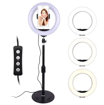 

Live Broadcast Dimmable Desktop 7.9 inches Ring LED Light Mobile Phone Beauty selfie Photography Fill Light Phone Holder