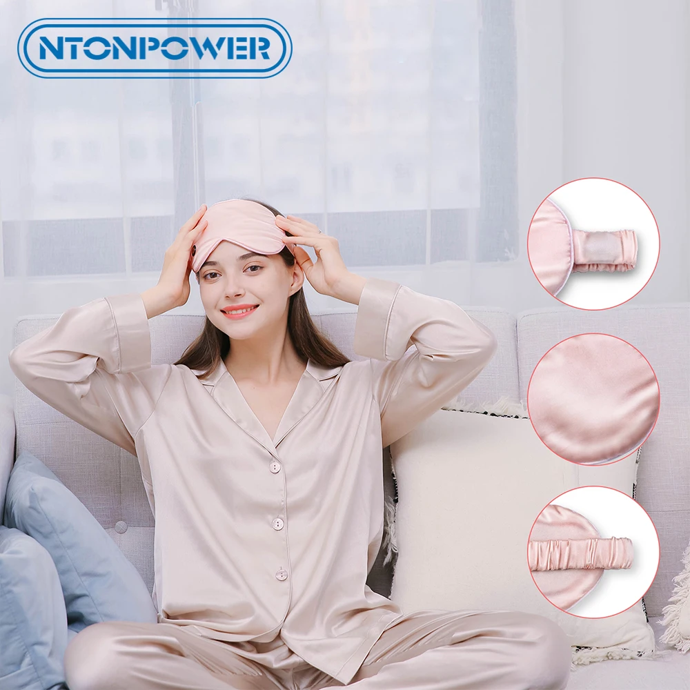 

Hot Eye Mask, USB-Magnet NTONPOWER Silk Eye Mask, Heated by USB Power, Washable, Timing, Reusable for Sleep and Dry Eye- Pink