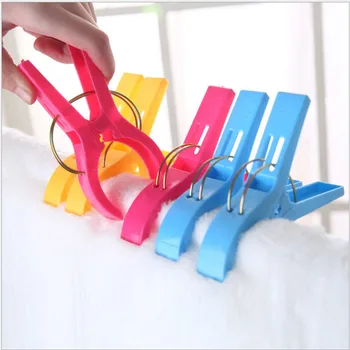 

XUNZHE 4Pcs/bag 12CM Creative Color Clips Beach Towel Clamp To Prevent Wind Clamp Clothes Pegs Drying Racks Retaining Clip