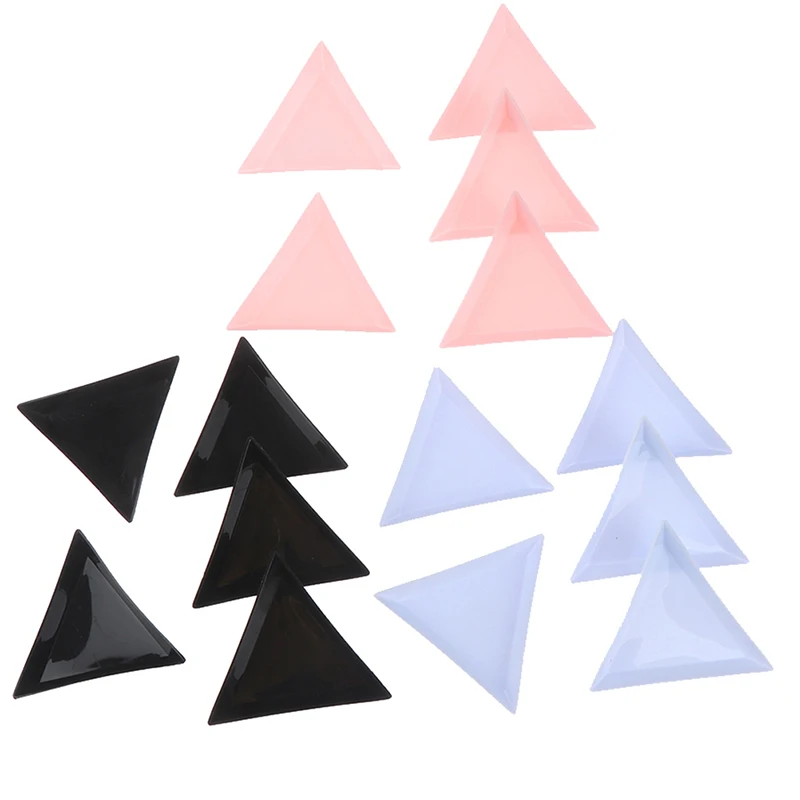 3Colors Plastic Triangle Nail Tray Nail Art Rhinestone Bead Crystal Sorting Storage Plate Manicure Tools Accessory 5pcs/lot