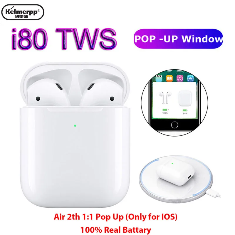 

i80 tws wireless Bluetooth 5.0 earphone i 80 pop up earbuds headset touch control Headset with Charging Box For All Smart Phone