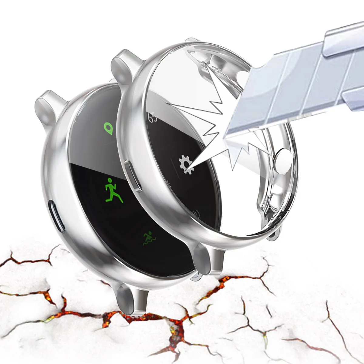 2в1 защитный чехол для samsung Galaxy Watch Active 2 44 мм 40 мм мягкий силиконовый бампер полное покрытие для Galaxy Active 1