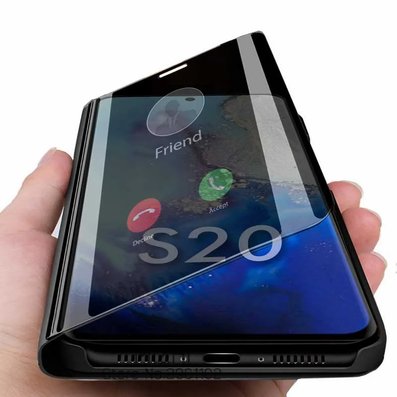Умный зеркальный чехол для телефона samsung s20 ultra чехлы galaxy plus s 20 20s s20plus подставка coque